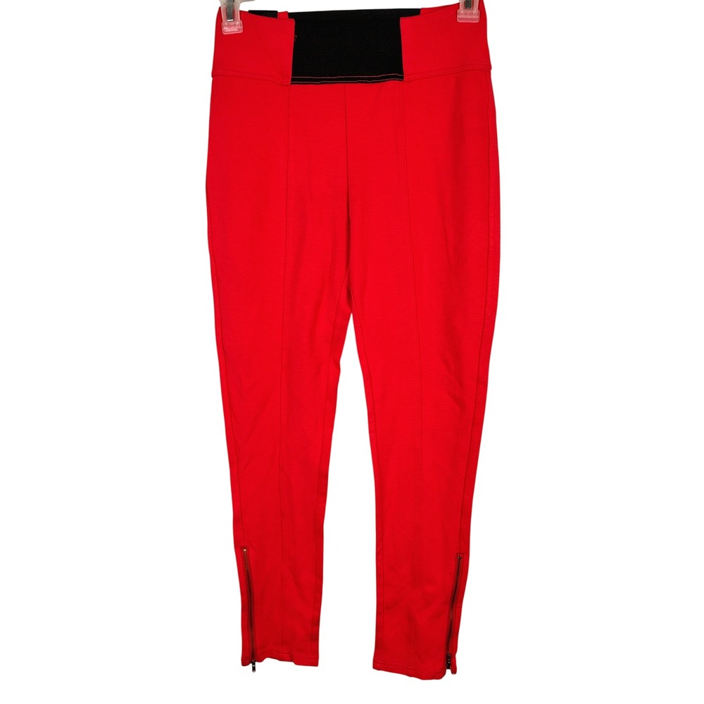 NWT BB Jeans Womens XL Ankle Zip Leggings Coral Red Rayon Stretch Baddie Moto